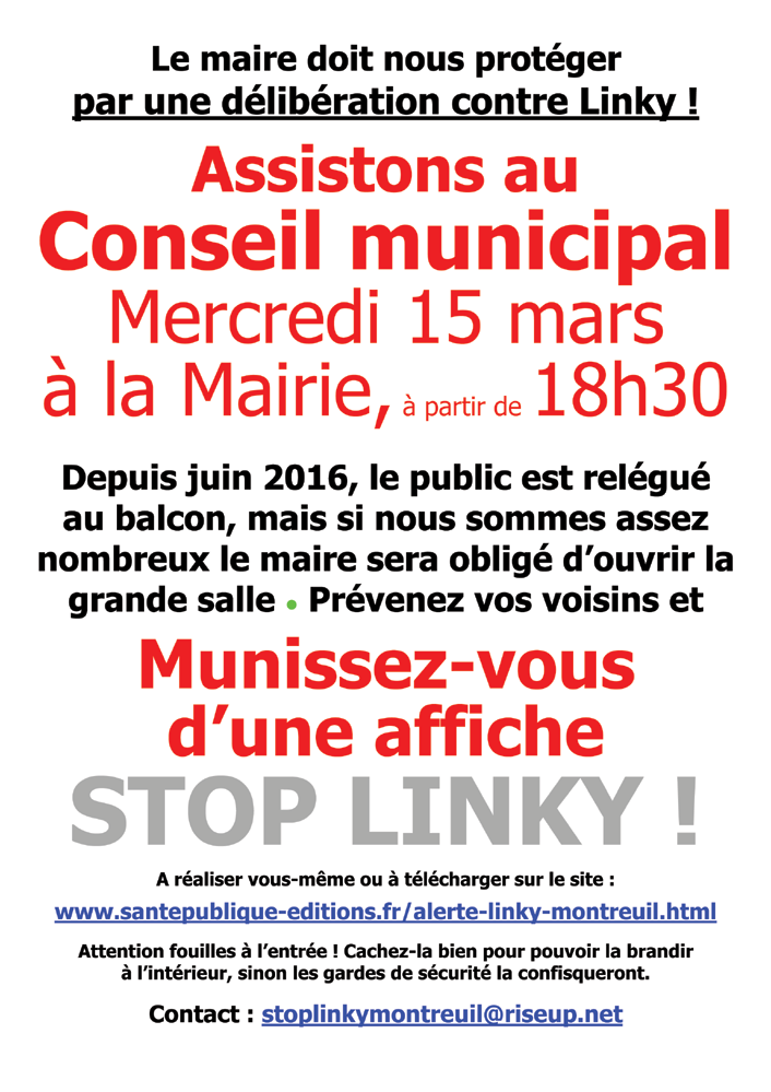 Affiche 1000 Montreuillois au conseil municpal du 15 mars 2017