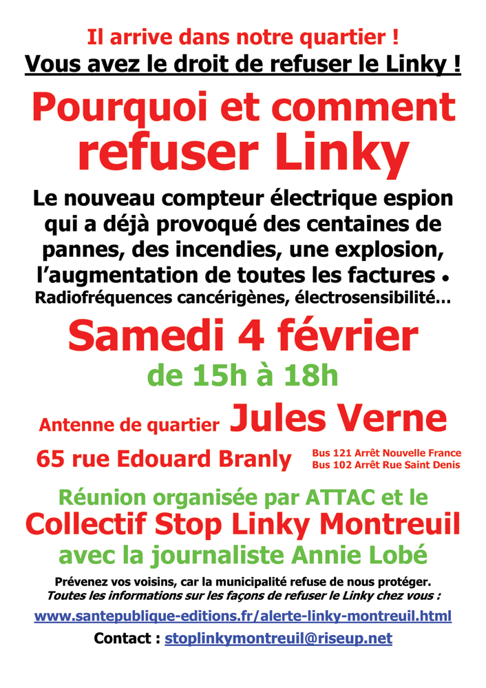 Affiche couleur Refus Linky Montreuil réunion 4 février-2017