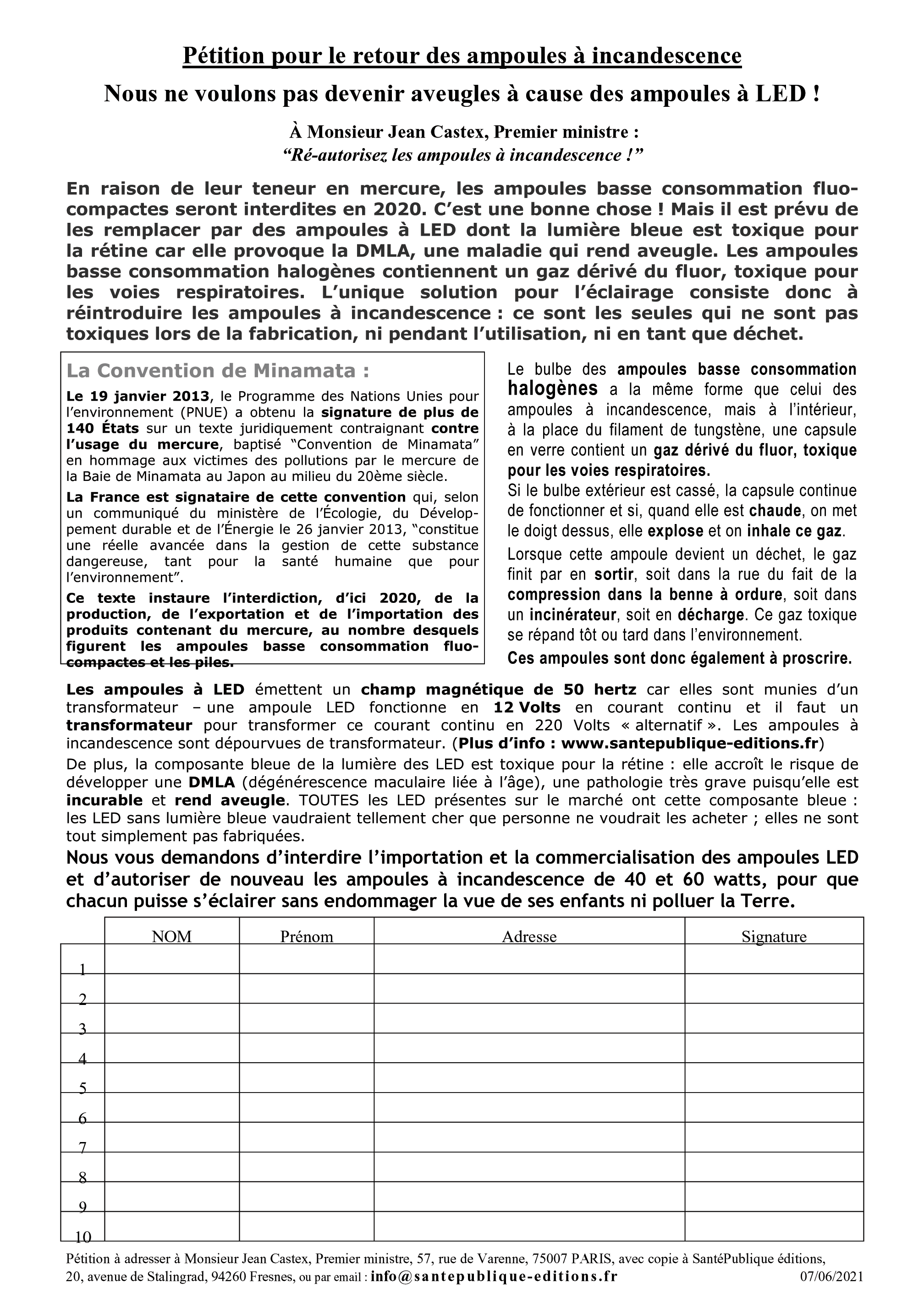 Télécharger la pétition (document PDF) Pétition
