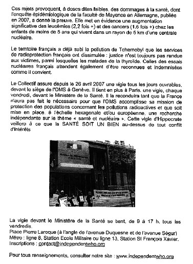 Vigie ministère de la Santé par le Collectif Independent WHO